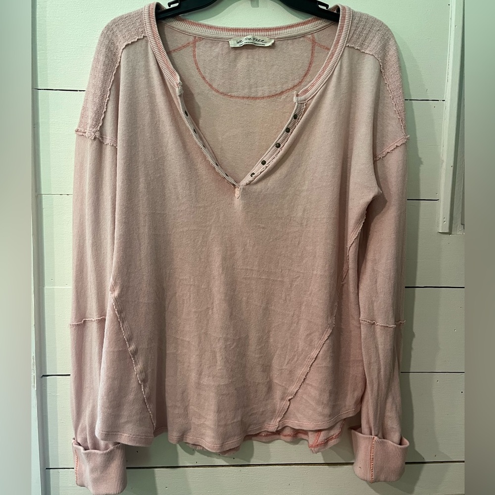 Free People Pink Long Sleeve Top